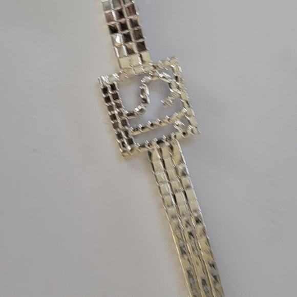 Sparkle Rhinestone Bracelet Blue Accent Design Adjustable Glam Fashion Jewelry - Picture 6 of 10